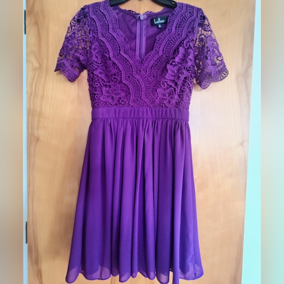 Lulu's Purple 💜 Lace and Chiffon Dress Size XS - Picture 2 of 12